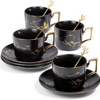 Alistate-Juego de 4 tazas de té con estampado de mano dorada