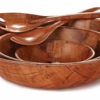 Alistate-Juego 3 ensaladeras de madera y bowls para servir